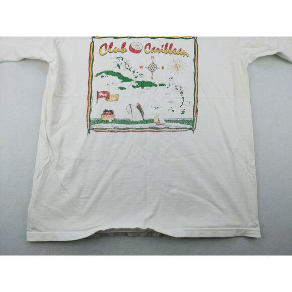 Vintage Aruba Club Caribbean T Shirt Size L Fruit of the Loom Made in USA White - Picture 4 of 11